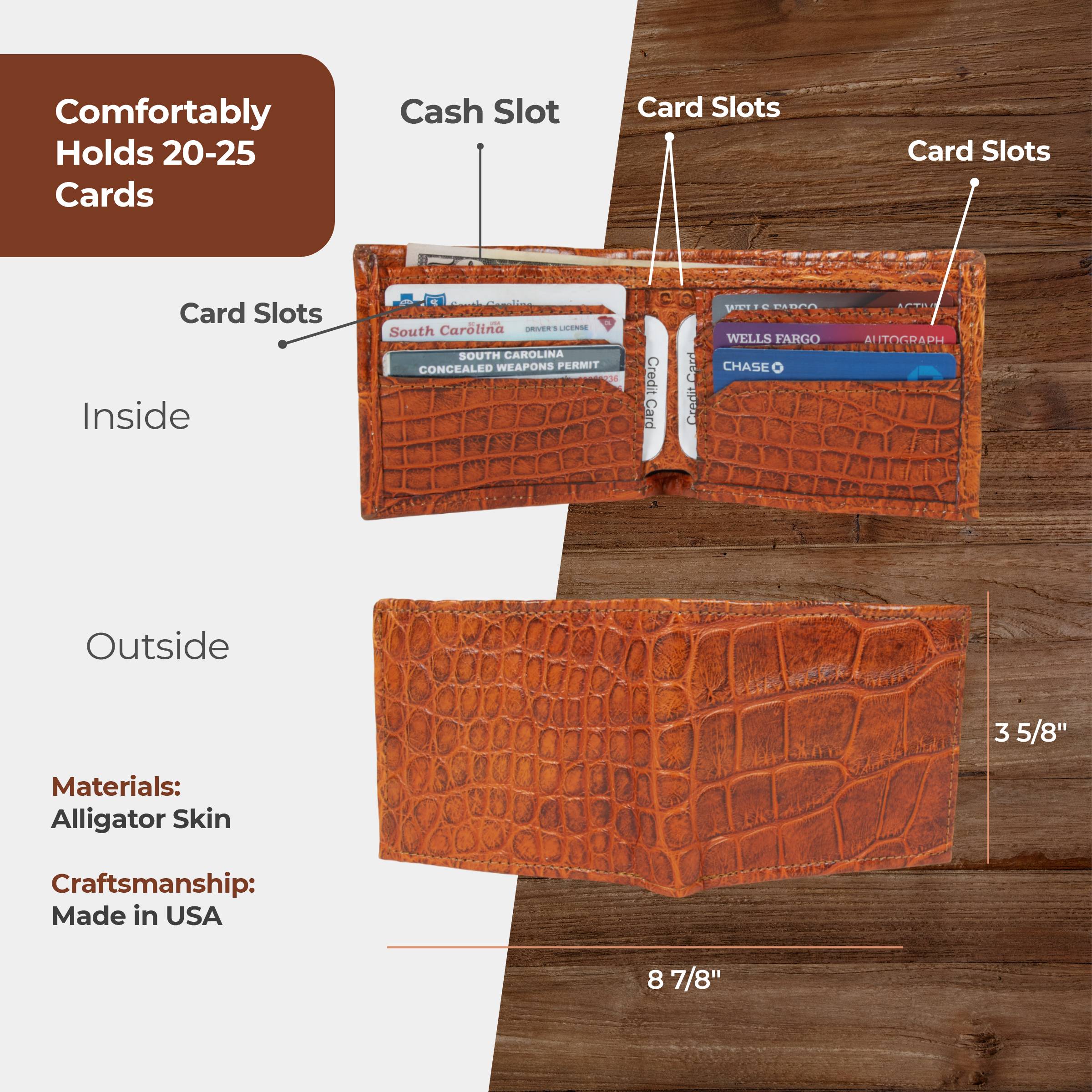 Cognac Alligator Bifold