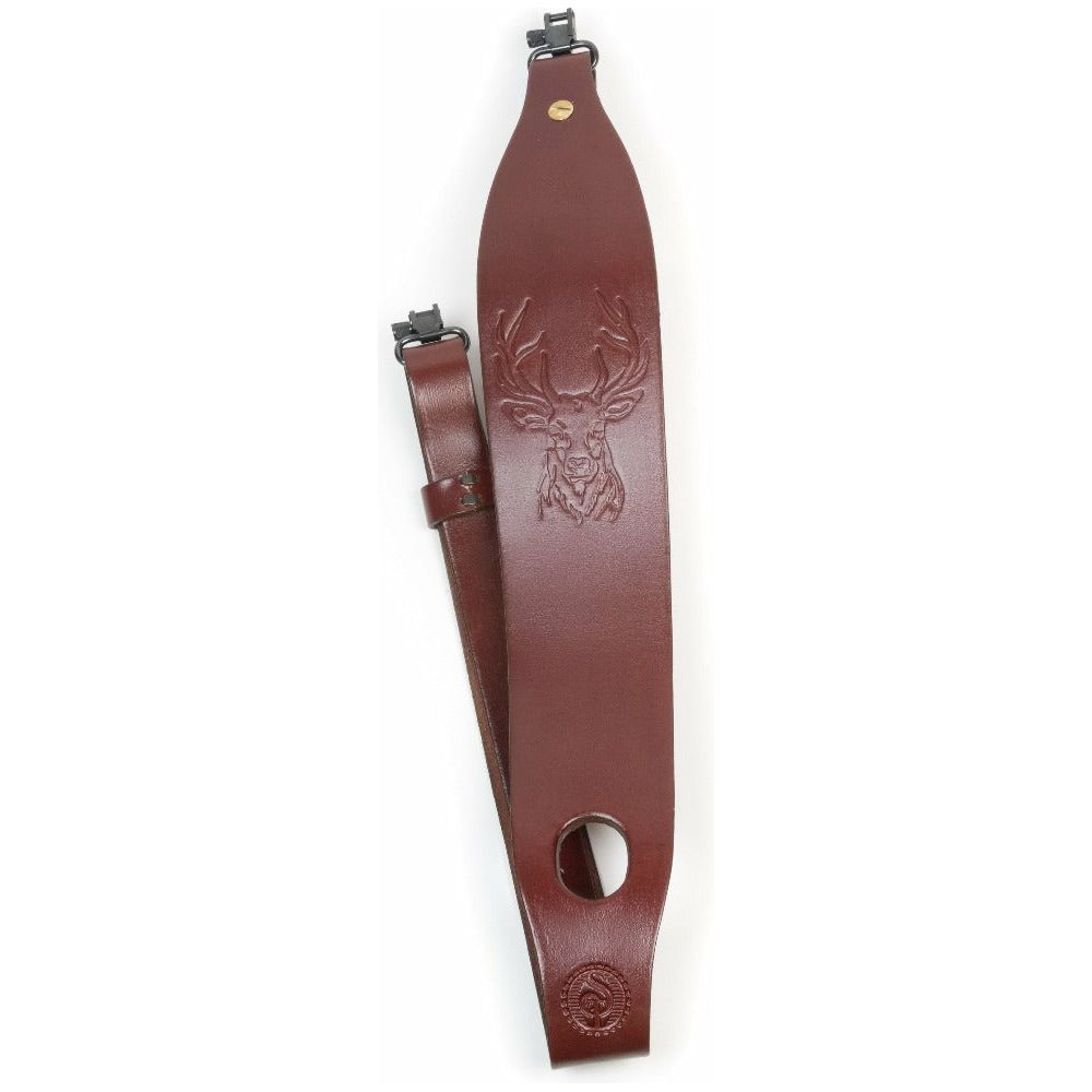 Custom Deer Hunting Leather Rifle Sling With Buck Embossed Southern Trapper