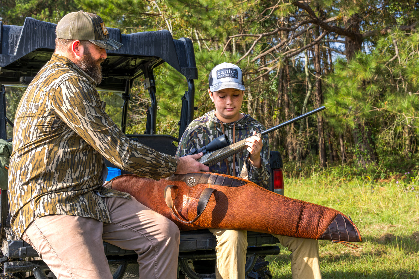 brown bison leather rifle case