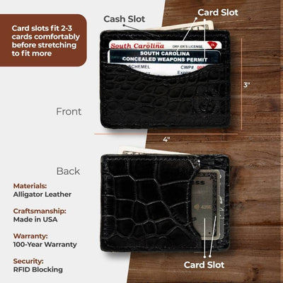The "Black Stallion" Alligator Skin Credit Card Holder Wallet