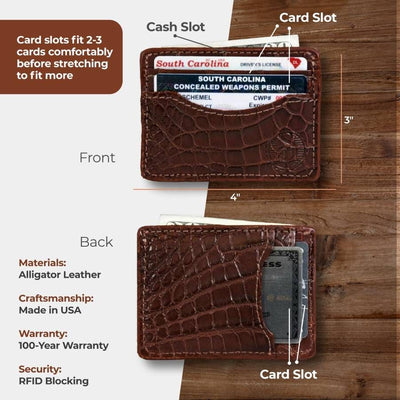 The "Chief" Brown Alligator Skin Credit Card Holder Wallet