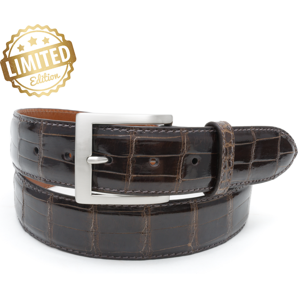 Glossy Brown Alligator Belt