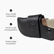 black leather auto folding knife sheath