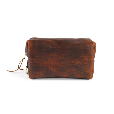 brown leather dopp kit toiletry bag 