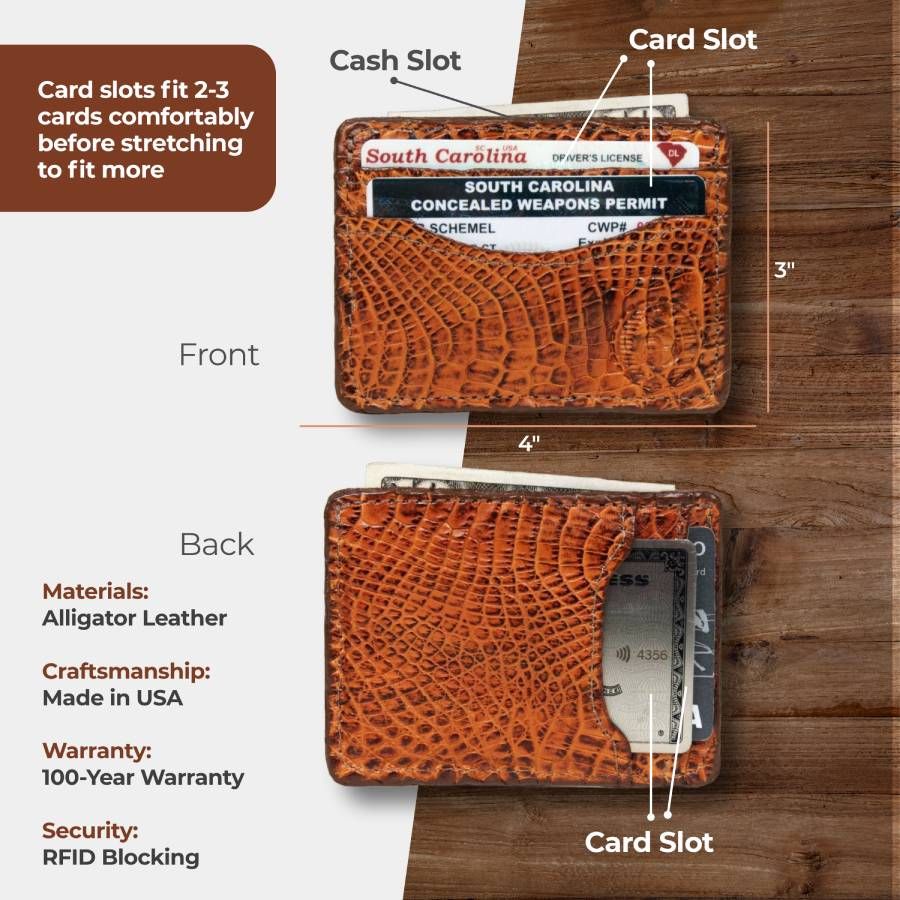 The "First Mate" Alligator Skin Credit Card Holder Wallet