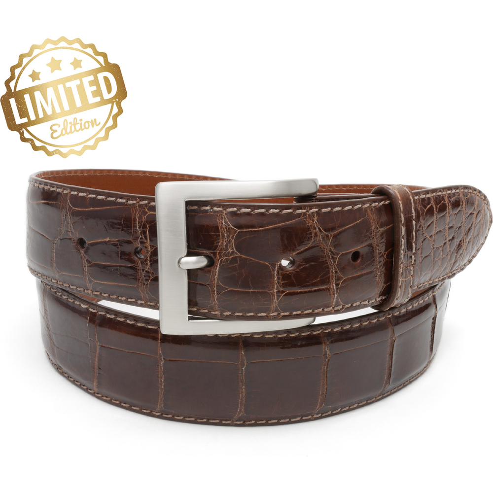 Glossy Cognac Alligator Belt