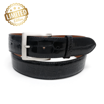 Glossy Black Alligator Belt