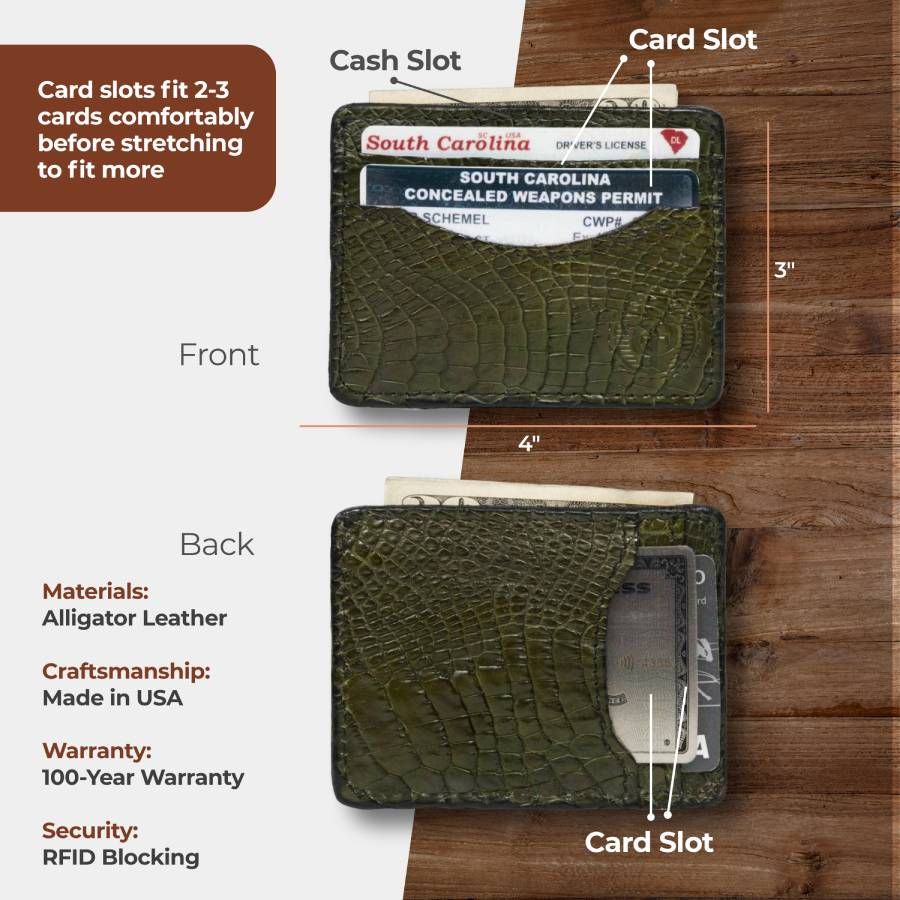 The "Huntsman" Alligator Skin Credit Card Holder Wallet