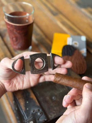 cigar cutter with leather case