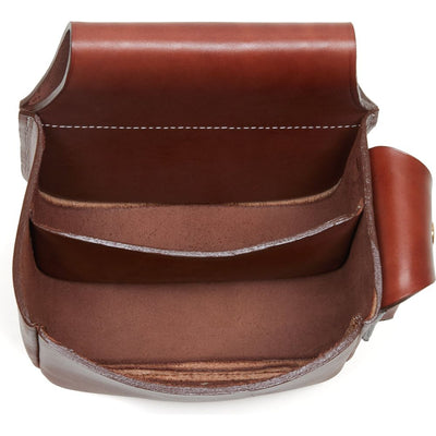 brown leather double shotgun shell bag