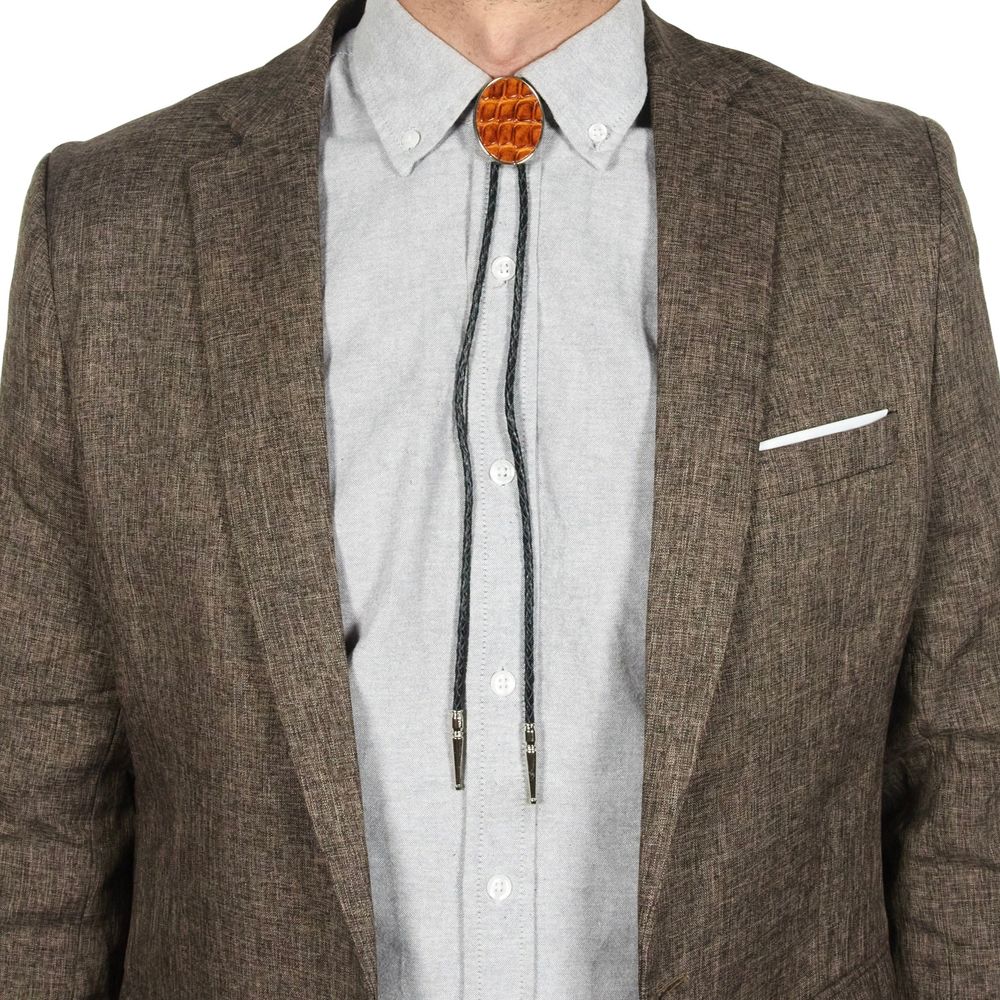 Cognac Alligator Bolo Tie