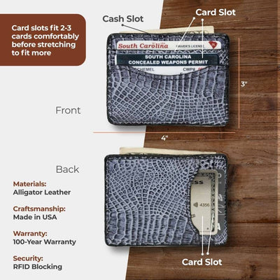 The "Midnight Mission" Alligator Skin Credit Card Holder Wallet