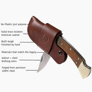 brown auto folding sheath for pocket knife