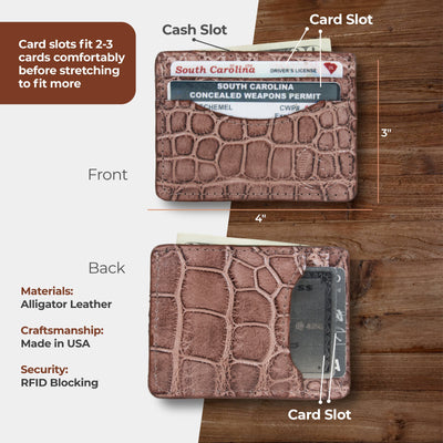 Slim alligator card holder