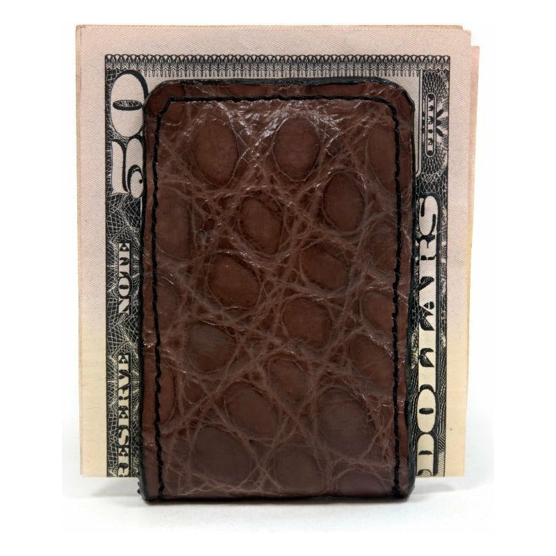 brown alligator money clip wallet