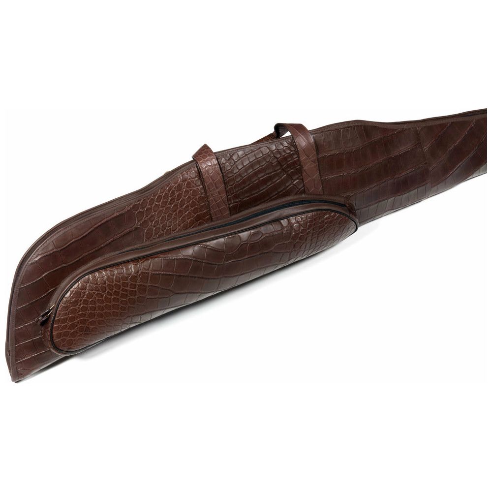 custom leather rifle case alligator skin