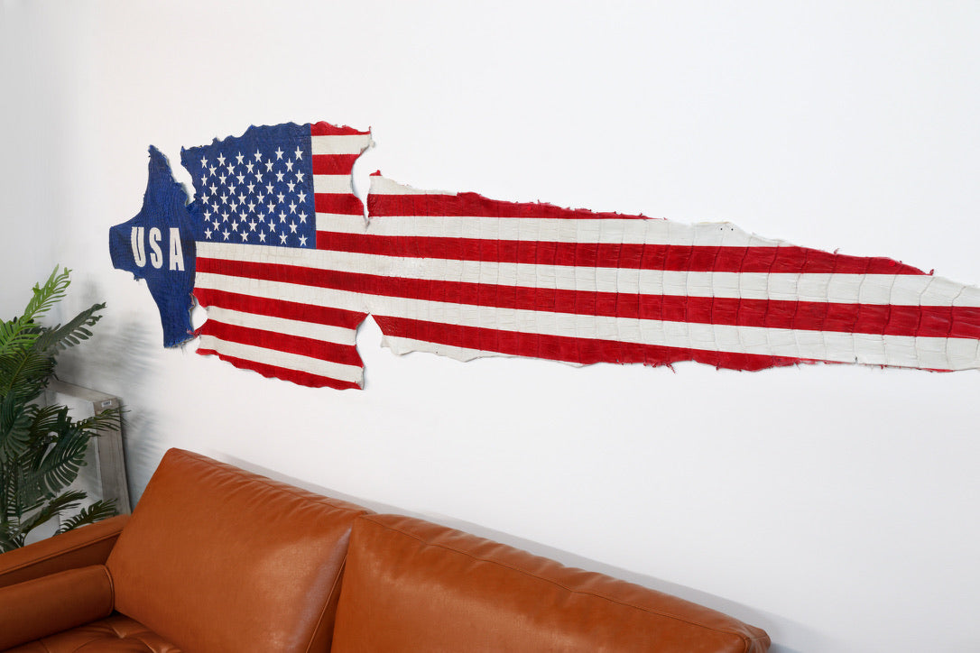 american flag made from alligator skin