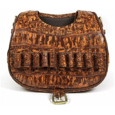 Crocodile leather shotgun shell pouch bag