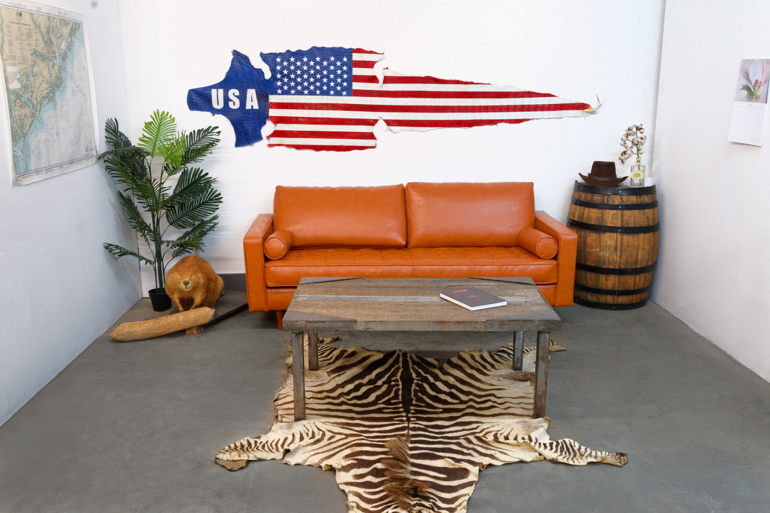 Custom american flag made from alligator leather