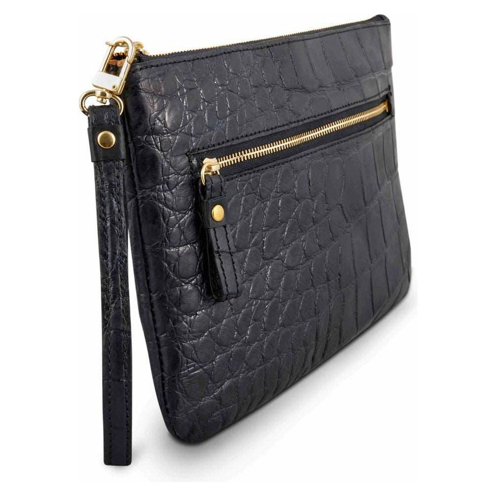 Black alligator handbag
