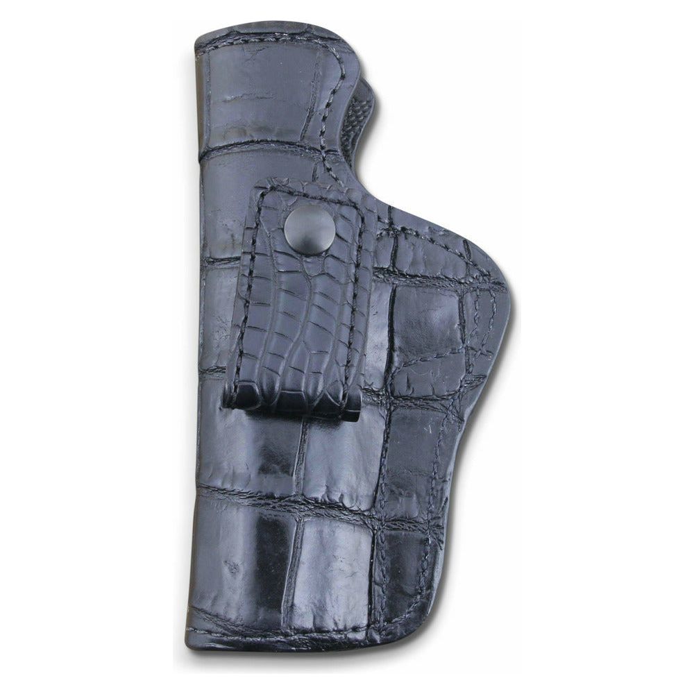 Custom leather holster black alligator taco holster