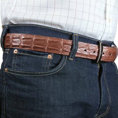 Light Brown Hornback Crocodile Belt