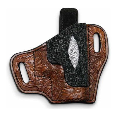 custom western holster with carving