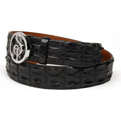 Black hornback crocodile belt