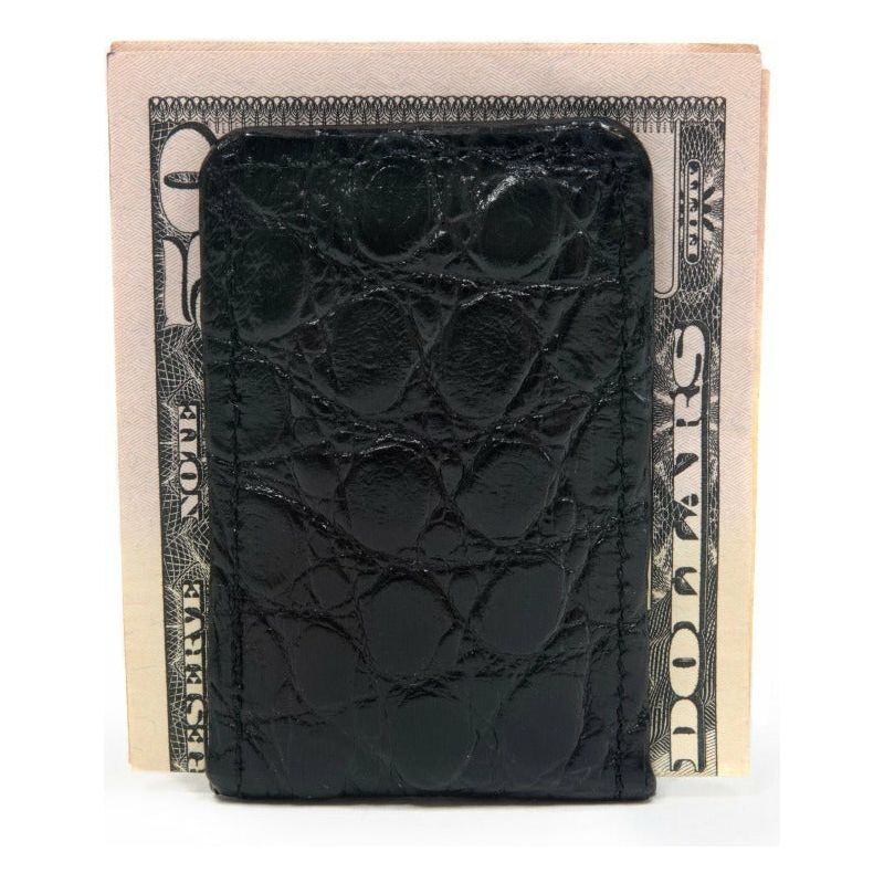 Black alligator money clip wallet