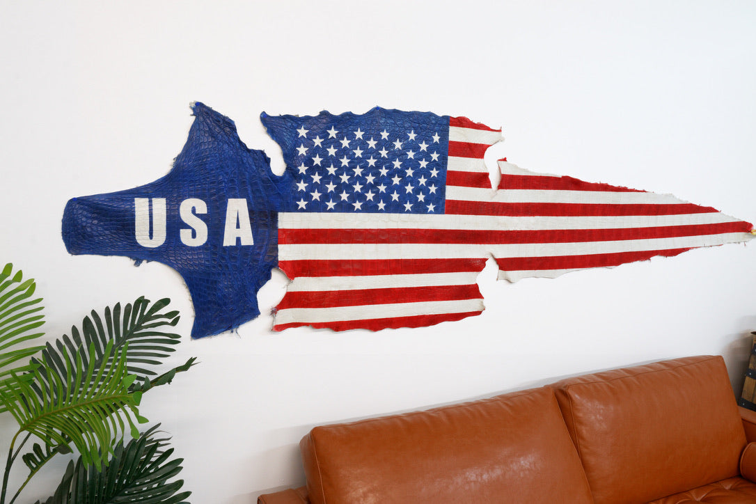 Unique American Flag made from alligator