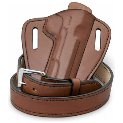 Brown gun belt with matching holster