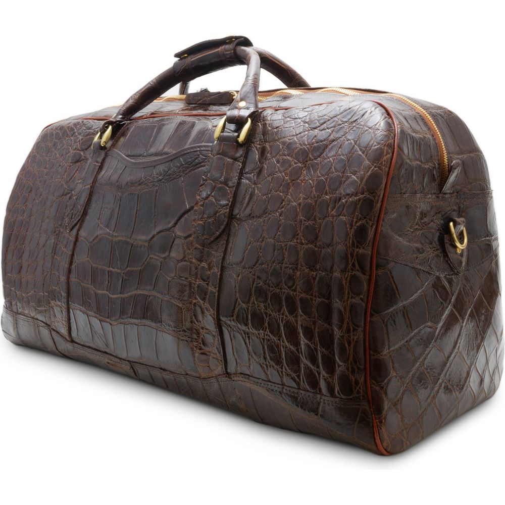 crocodile skin leather duffle bag