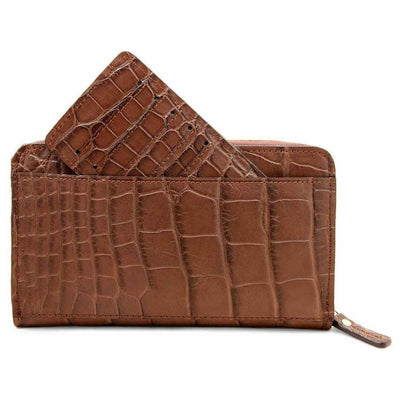 Brown alligator clutch