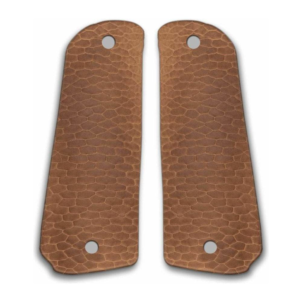 Beaver tail leather gun grip for 1911 - exotic leather gun grip for 1911