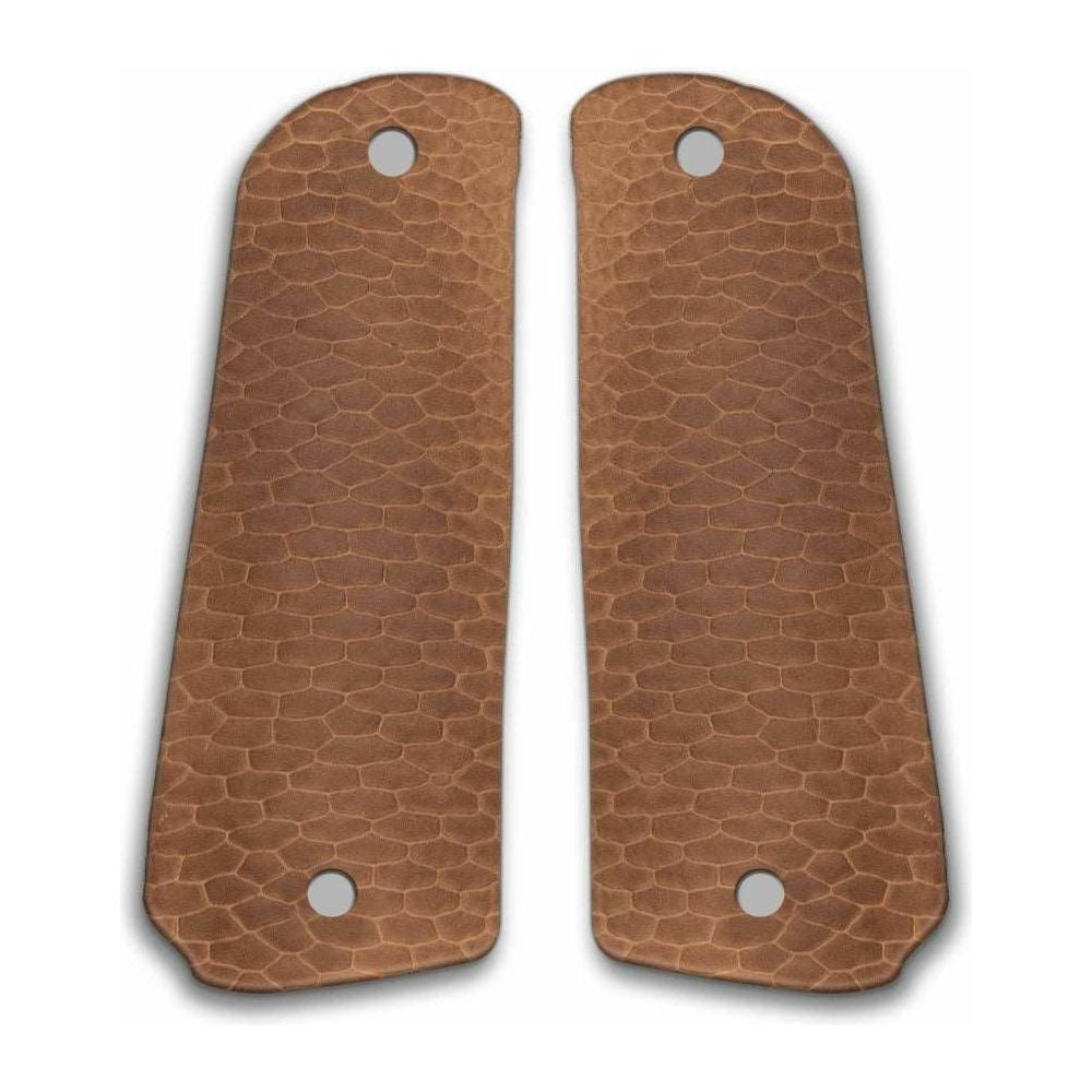 Beaver tail leather gun grip for 1911 - exotic leather gun grip for 1911