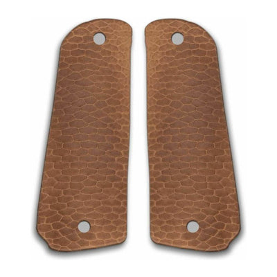 Beaver tail leather gun grip for 1911 - exotic leather gun grip for 1911