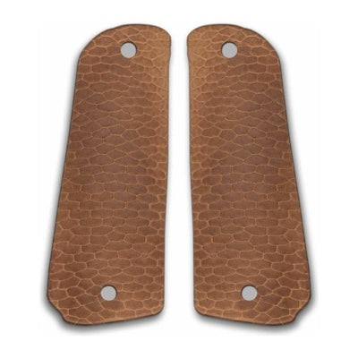 Beaver tail leather gun grip for 1911 - exotic leather gun grip for 1911