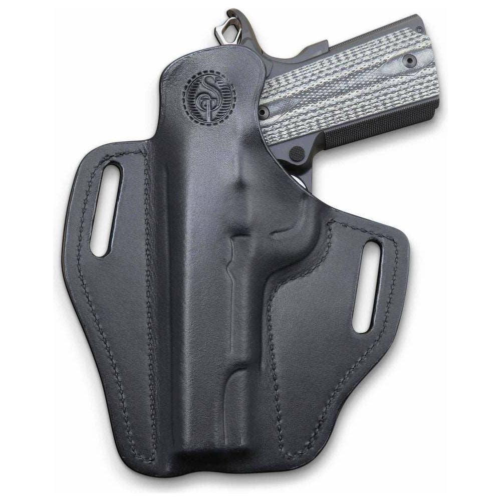 Open carry leather gun holster